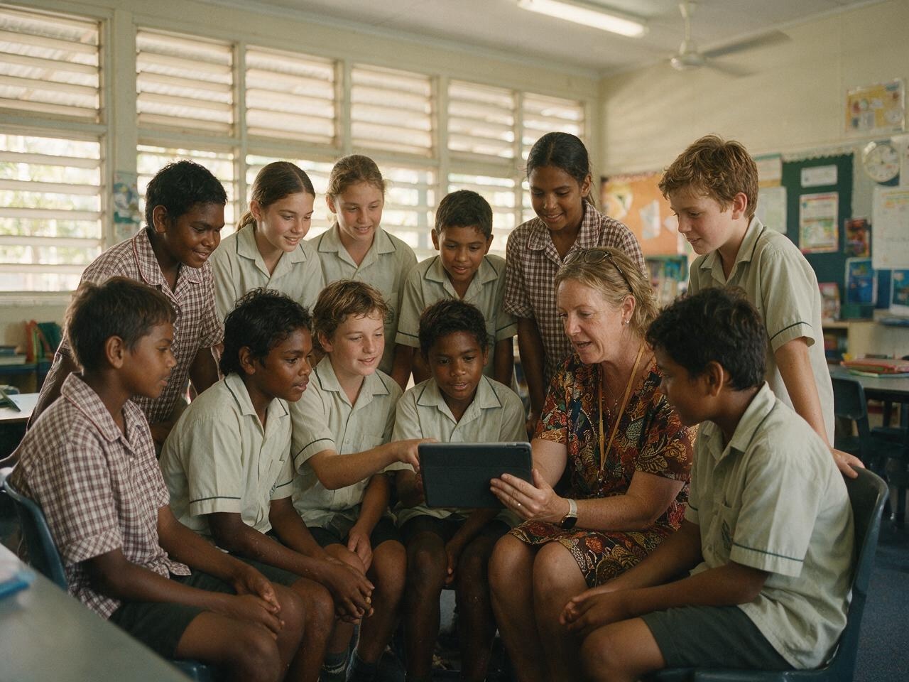Students learning in a regional classroom