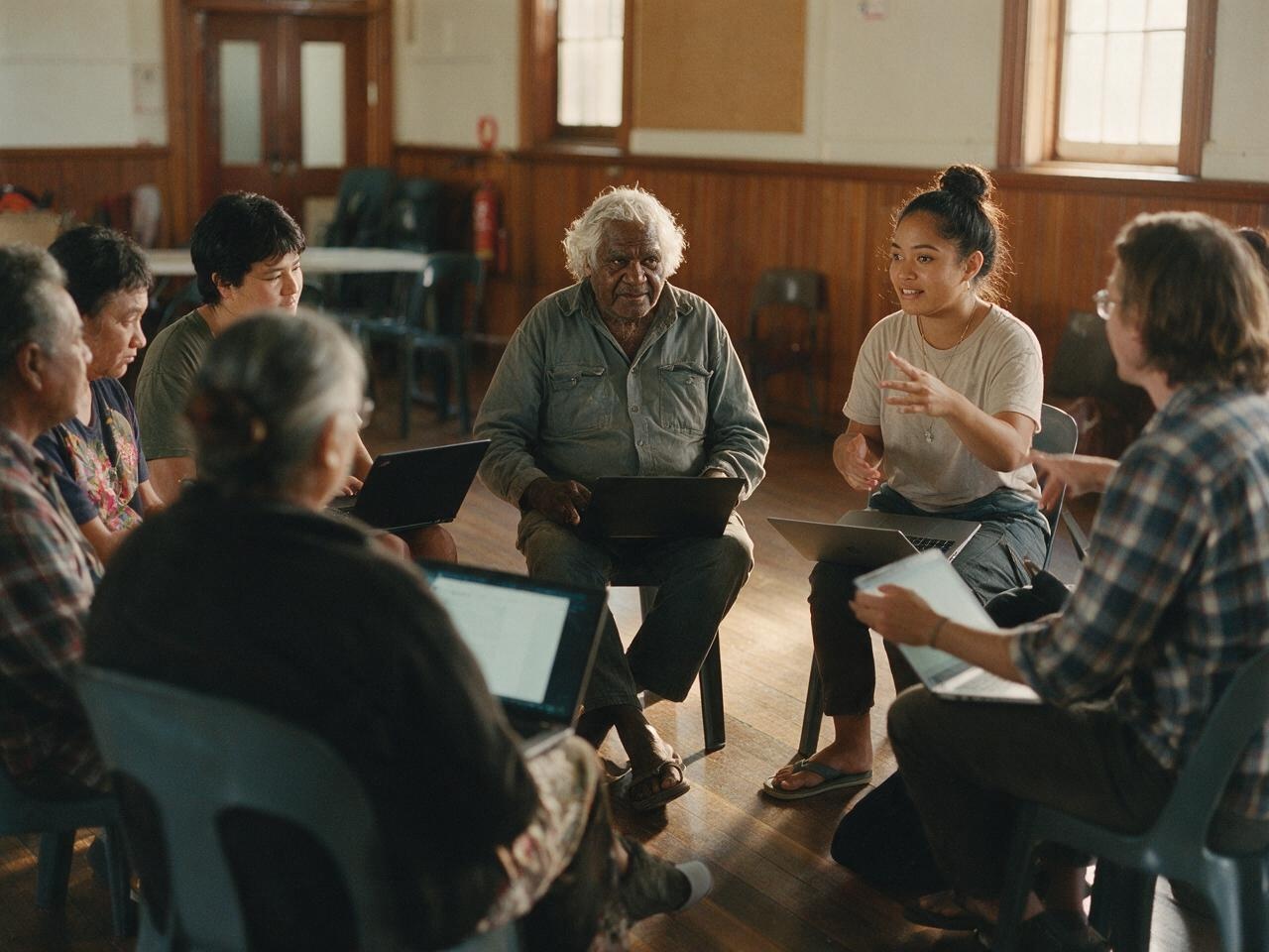 Community members in an AI awareness workshop